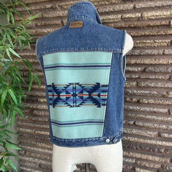 Pendleton Original Denim Wool Blanket Jean Vest Size Small - Picture 6 of 11